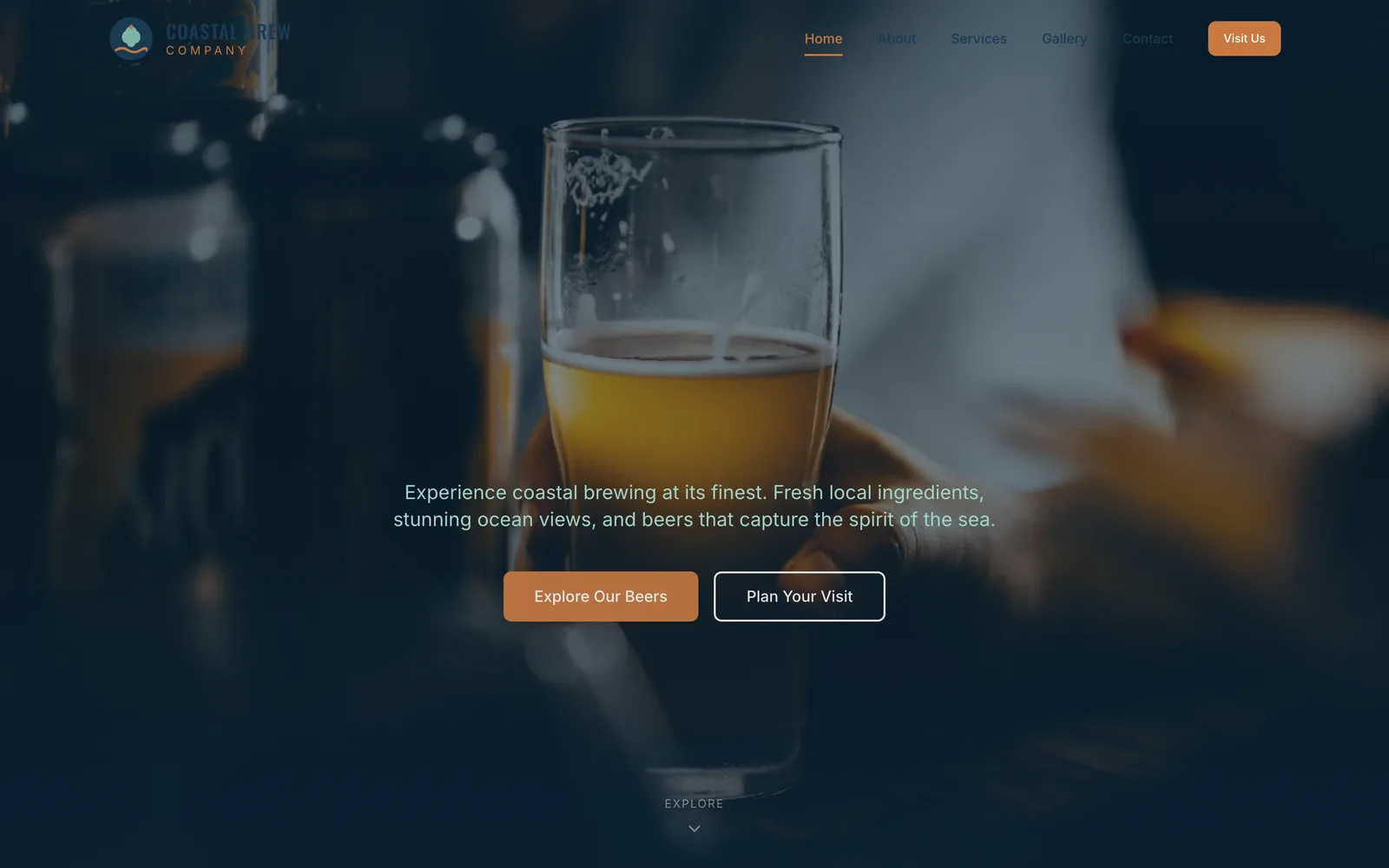 Screenshot of the Coastal Brew Co. concept site