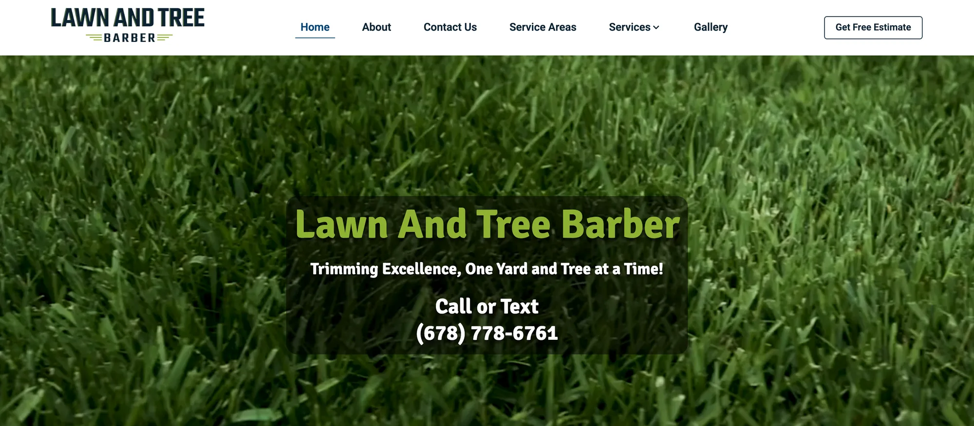 Screenshot of the Lawn And Tree Barber website