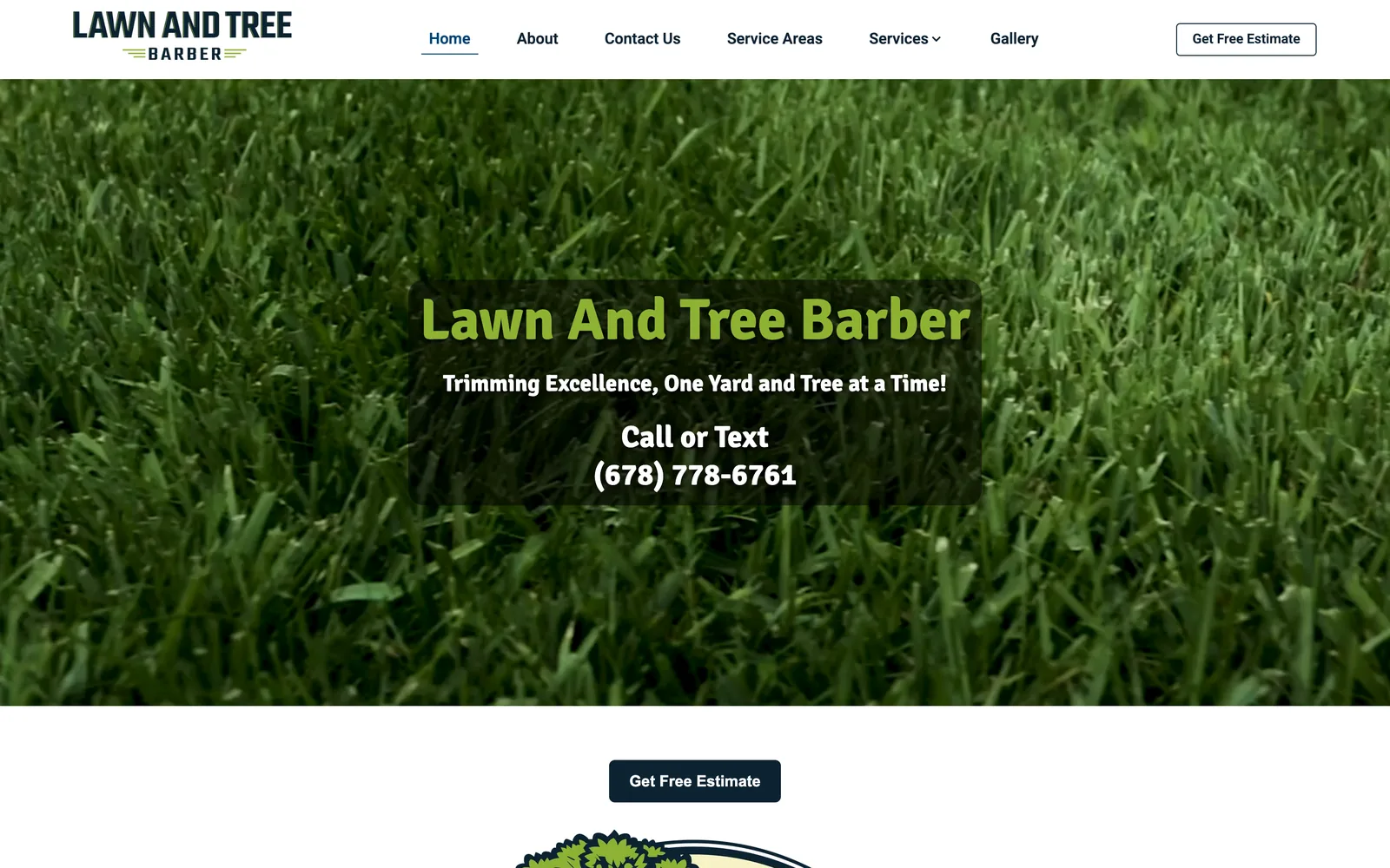 Screenshot of the Lawn And Tree Barber website