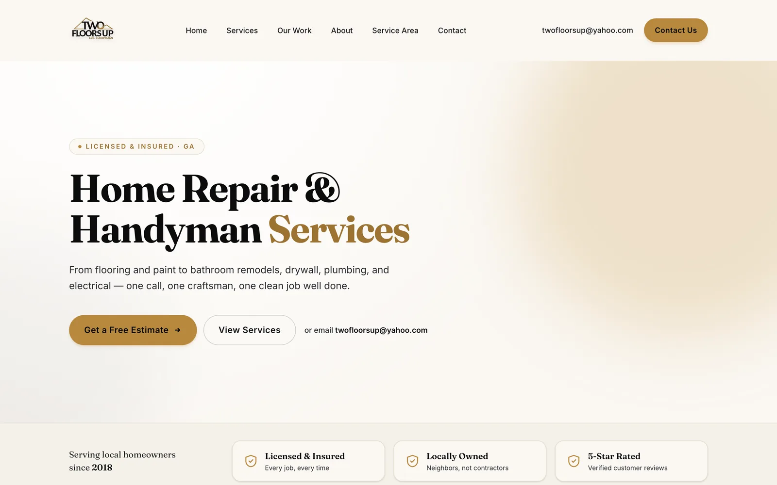 Screenshot of the Two Floors Up website